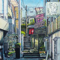 This is a pixiv picture whose title is 風通う路地　新宿区神楽坂.
