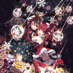 This is a pixiv picture whose title is クリスマスお燐空.