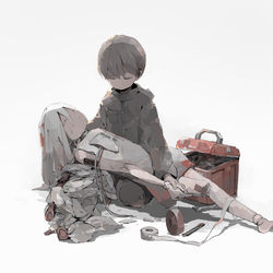 This is a pixiv picture whose title is 「僕じゃ直せない」.