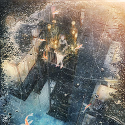 This is a pixiv picture whose title is 星を見る少女.