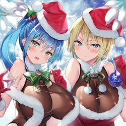 This is a pixiv picture whose title is メリクリ綾音ちゃんと桑原さん.