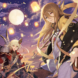 This is a pixiv picture whose title is 食物語-孔明燈.
