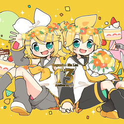 This is a pixiv picture whose title is 鏡音１３周年！.