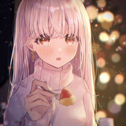 This is a pixiv picture whose title is 「…ひとくち、いりますか？」.