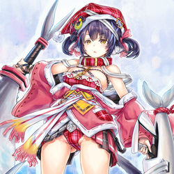 This is a pixiv picture whose title is 【新人V】くろいけ もみみちゃんクリスマスサンタ.