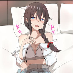 This is a pixiv picture whose title is 時雨「さぁ…提督…来て…///」.