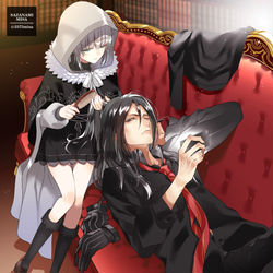 This is a pixiv picture whose title is エルメロイⅡ世と髪を梳くグレイ(ゲーム周回中ver)＋眼鏡.