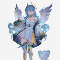This is a pixiv picture whose title is 水色の天使ちゃん.