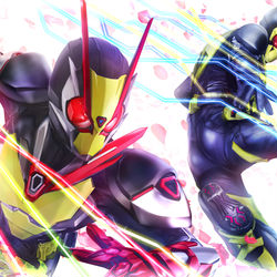 This is a pixiv picture whose title is 仮面ライダーゼロワン＆ゼロツー.