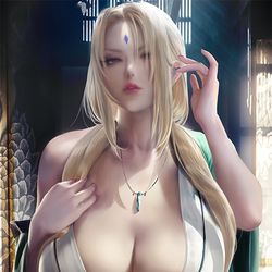 This is a pixiv picture whose title is 黑道纲手 Yakuza Tsunade.