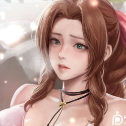 This is a pixiv picture whose title is FF7re Aerith.