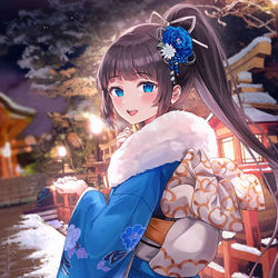 This is a pixiv picture whose title is 新入りくんと一緒に新年を迎えて嬉しい部長さん.