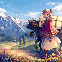This is a pixiv picture whose title is 新年の旅路.