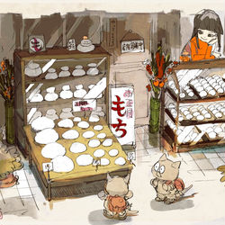 This is a pixiv picture whose title is もちは餅屋.