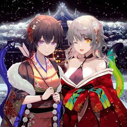 This is a pixiv picture whose title is 夜の初詣.