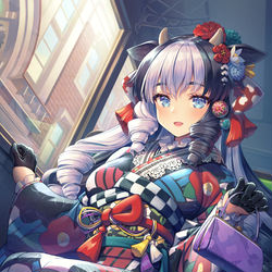 This is a pixiv picture whose title is 「隣、空いていますよ」.