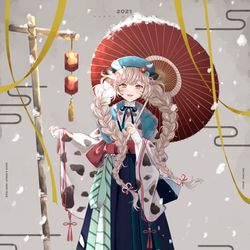 This is a pixiv picture whose title is お正月スタイルな女の子.