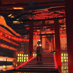 This is a pixiv picture whose title is 赤光門.