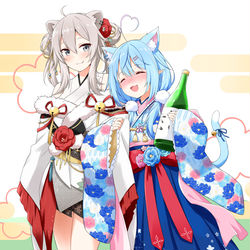 This is a pixiv picture whose title is ホロライブ正月衣装 ししらみ.