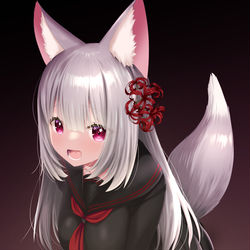 This is a pixiv picture whose title is 狐耳娘.