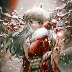 This is a pixiv picture whose title is 雪中的霜叶.