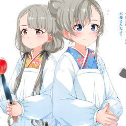 This is a pixiv picture whose title is 久川姉妹の今日だけお母さん.