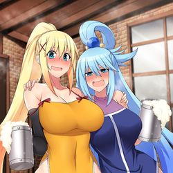 This is a pixiv picture whose title is Darkness x Aqua.