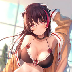 This is a pixiv picture whose title is 黒下着娘.