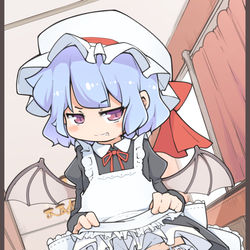 This is a pixiv picture whose title is 不服そうにパンツ見せてくれるメイド服レミリア.