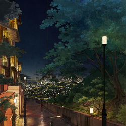This is a pixiv picture whose title is 夜の坂道.