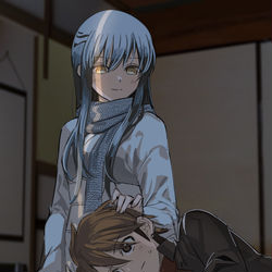 This is a pixiv picture whose title is 膝枕リクつら.