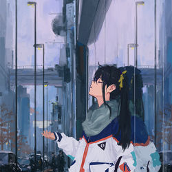 This is a pixiv picture whose title is 城市的雨.