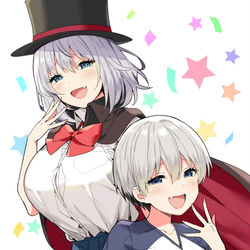 This is a pixiv picture whose title is 宇崎花&先輩.