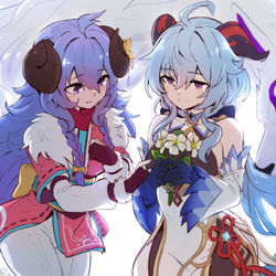 This is a pixiv picture whose title is Lamb & Goat ♥.