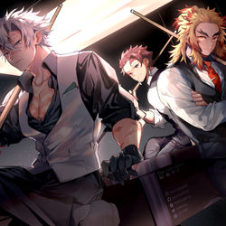 This is a pixiv picture whose title is 長男組.