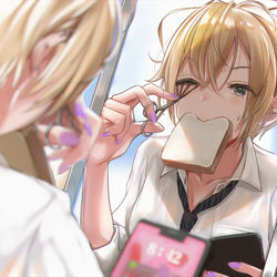 This is a pixiv picture whose title is 朝が弱い後輩ちゃん.