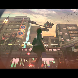 This is a pixiv picture whose title is 日暮れの灯.