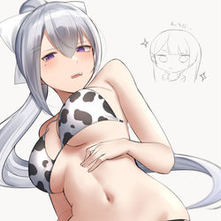 This is a pixiv picture whose title is 牛ビキニのイケメン巨乳ちゃん.