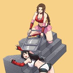 This is a pixiv picture whose title is ティファ・ロックハート vs エアリス・ゲインズブール.
