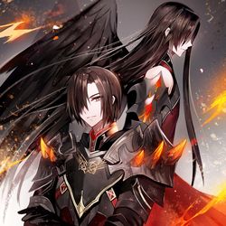 This is a pixiv picture whose title is 真っ赤な夕暮れ.