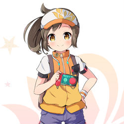 This is a pixiv picture whose title is 女児力高めのスナップ主人公ちゃん.