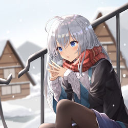 This is a pixiv picture whose title is 「寒いですねぇ…」.