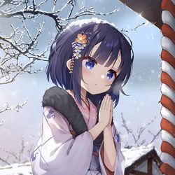 This is a pixiv picture whose title is 新年初詣をするフユちゃん.