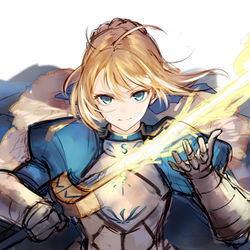 This is a pixiv picture whose title is 聖剣覚醒.