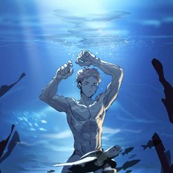 This is a pixiv picture whose title is 水中.