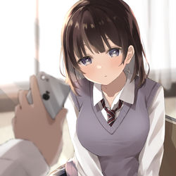 This is a pixiv picture whose title is 無表情なJKを笑顔にしたい.