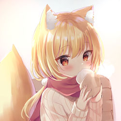 This is a pixiv picture whose title is 肉まんをほおばる子狐ちゃん.