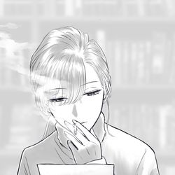 This is a pixiv picture whose title is 漫画家に届いたファンレターが実は….