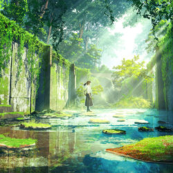 This is a pixiv picture whose title is 森の遺跡.