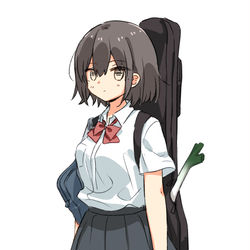 This is a pixiv picture whose title is 明らかにおつかい帰りなギター女子高生.